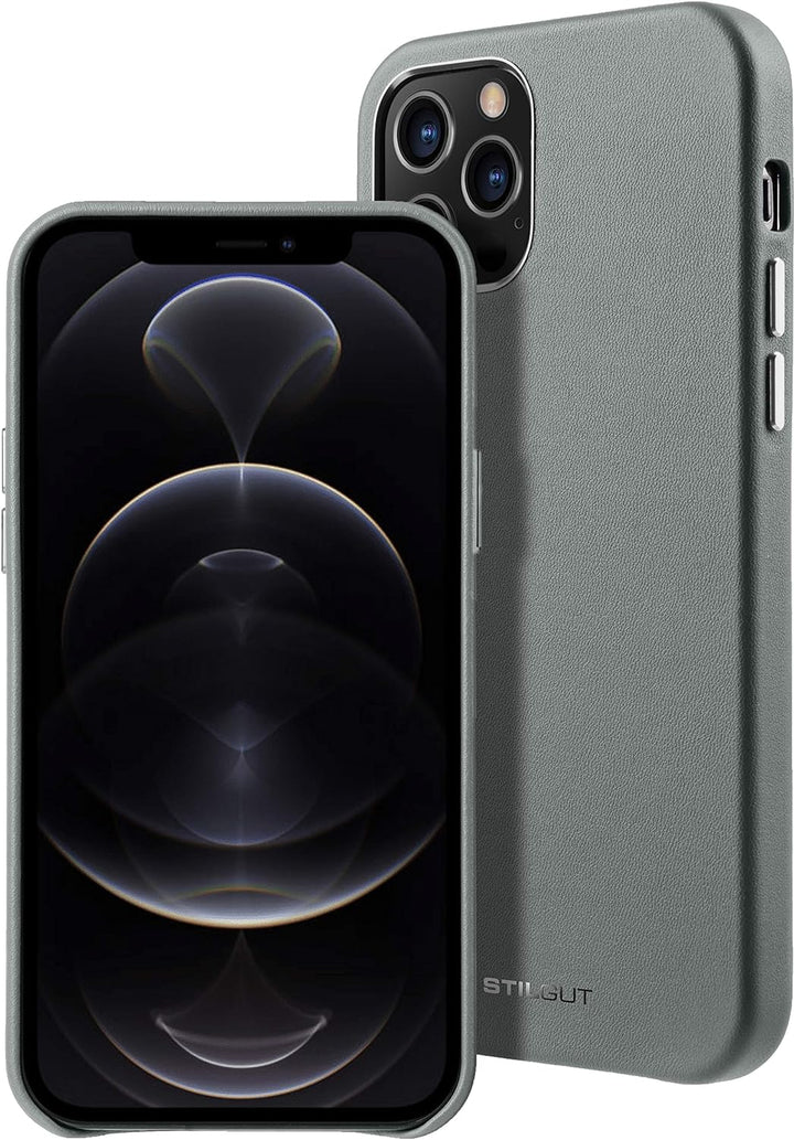 STILGUT Cover kompatibel mit iPhone 12 Pro Max Case aus Leder, Lederhülle, Hülle aus Leder, Ledercas