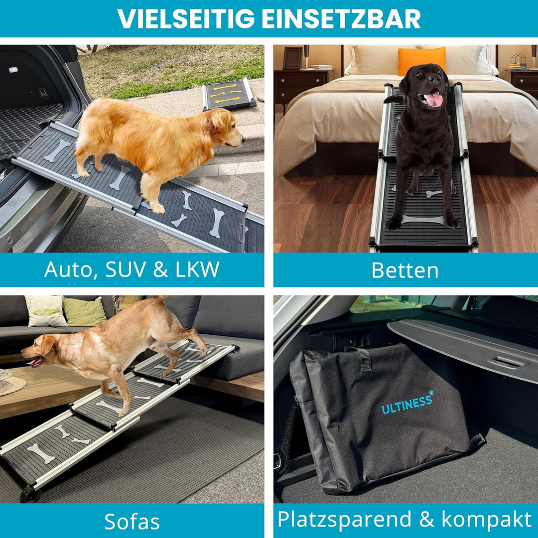 Teleskop-Hunderampe Auto-Hunderampe Hundeautorampe Auto-Kofferraumrampe für Haustiere, Autos, LKWs u