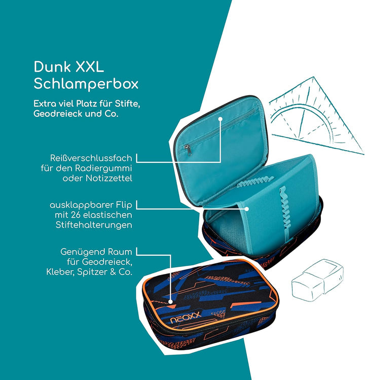 neoxx - Schlamperbox Dunk Streetlight Runner – aus recycelten PET-Flaschen – Platz für EIN Geodreiec