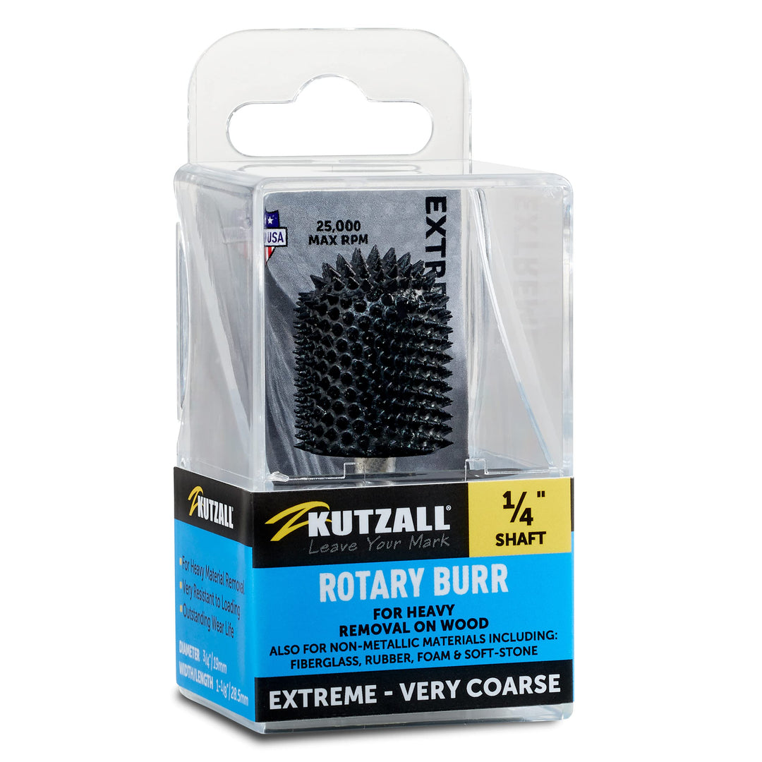 Kutzall Extrem Ball Nose Rotationsfräser 1⁄4" Shaft, Sehr Grob - Holzbearbeitungsaufsatz for Bosch,