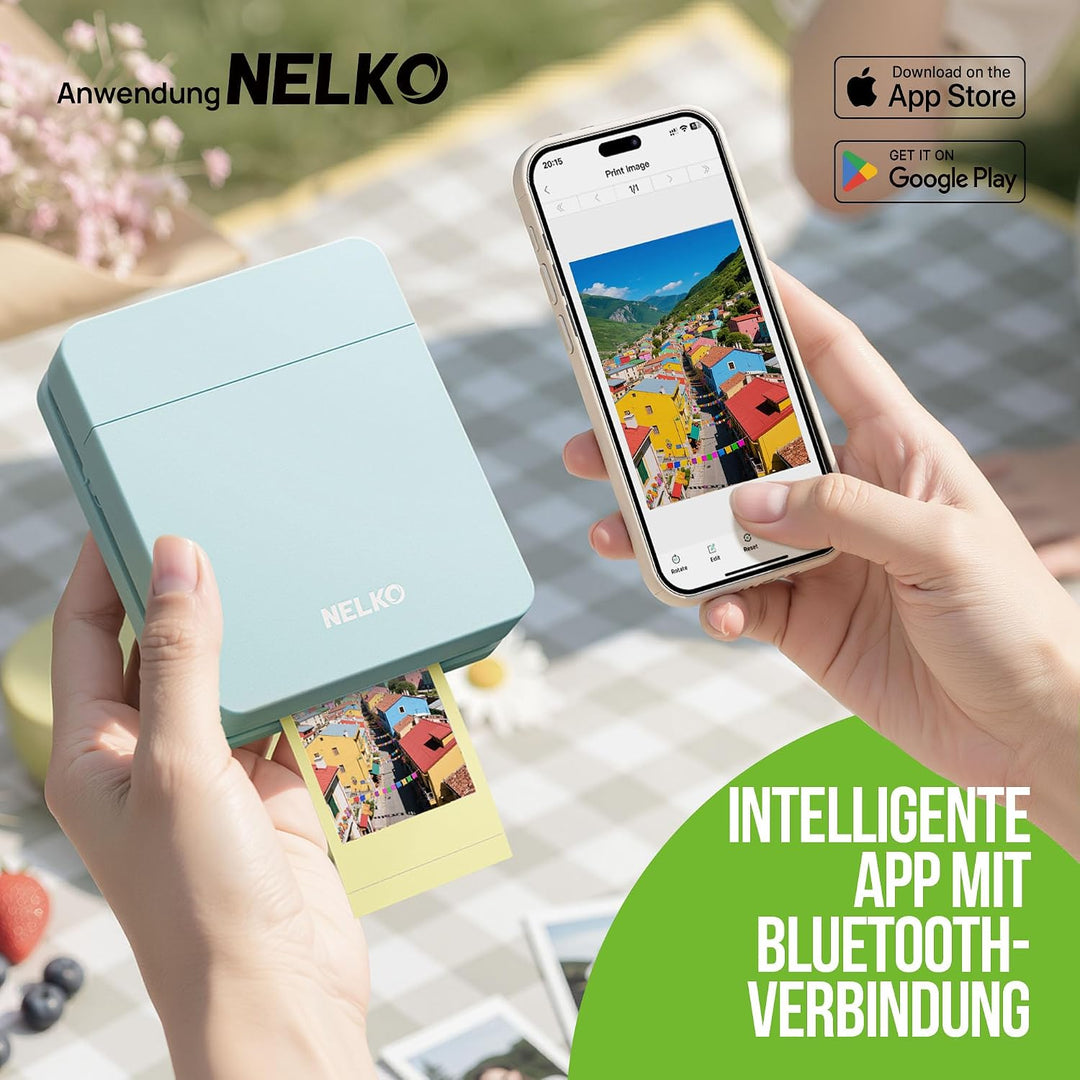 Nelko Fotodrucker PP01 Farbe Tragbarer Mini Fotodrucker, Grün