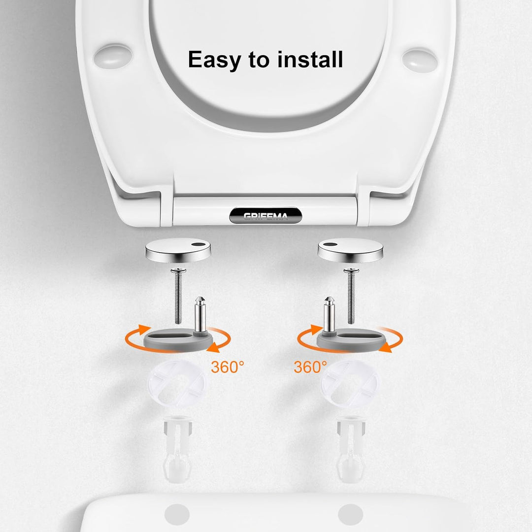 GRIFEMA WC Sitz mit Absenkautomatik-O Toilettendeckel Einfache Montage und Sauber, Klodeckel Quick-R