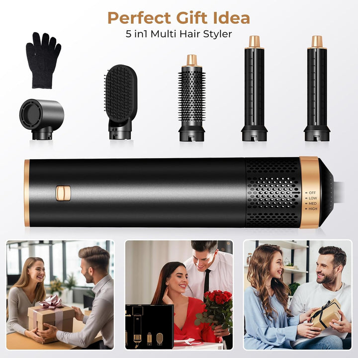 5 in 1 Hairstyler, Airstyler, Lockenstab Automatisch, Rundbürstenföhn, Warmluftbürste, Air Styler Fö