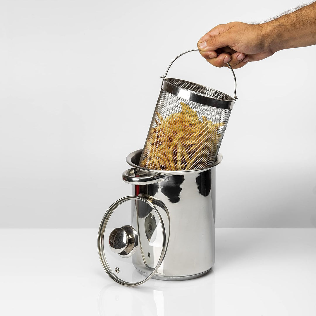BROWIN® Rostfreier Spargeltopf 313500 mit Glasdeckel | 4 Liter | Pastatopf mit Siebeinsatz | für Ele