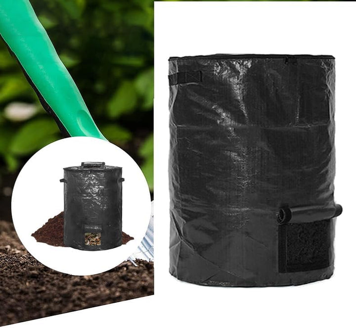 Komposteimerbeutel mit grossem Fassungsvermögen, 300 l, für Garten, Hof, Abfalleimer (schwarz, 1 Stü