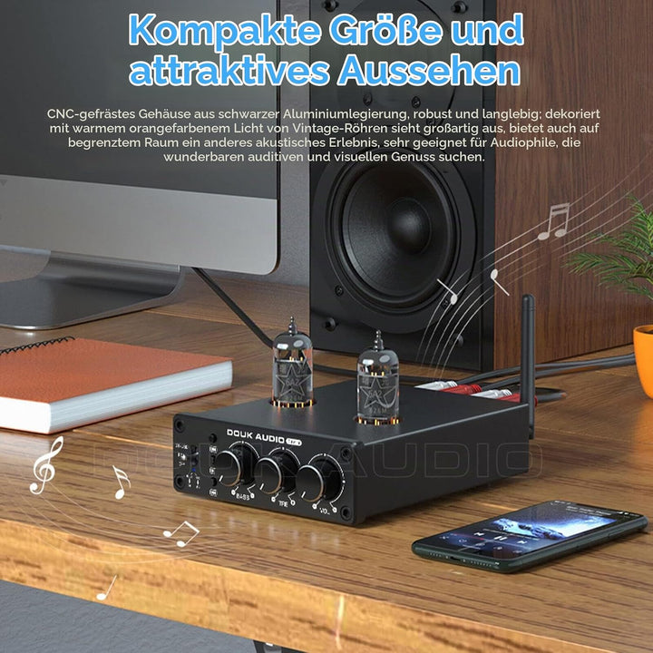 Douk Audio P6-mini HiFi Bluetooth Röhrenvorverstärker Mini Stereo Valve Vorverstärker Tube Preamp mi
