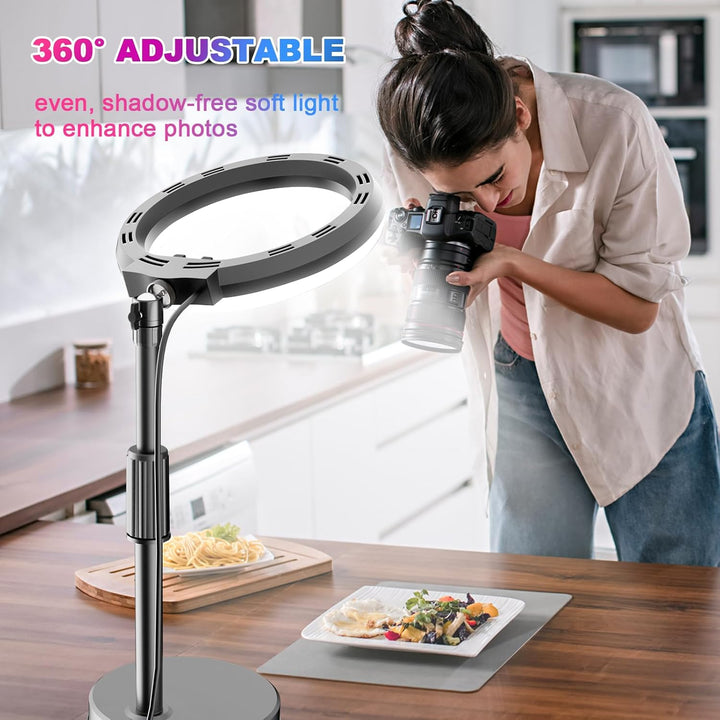 PEYOU Handy Ringlicht mit Stativ,[2025 Upgrade] 42 RGB-Modi Tisch LED Ring Light Kamera Handystativh