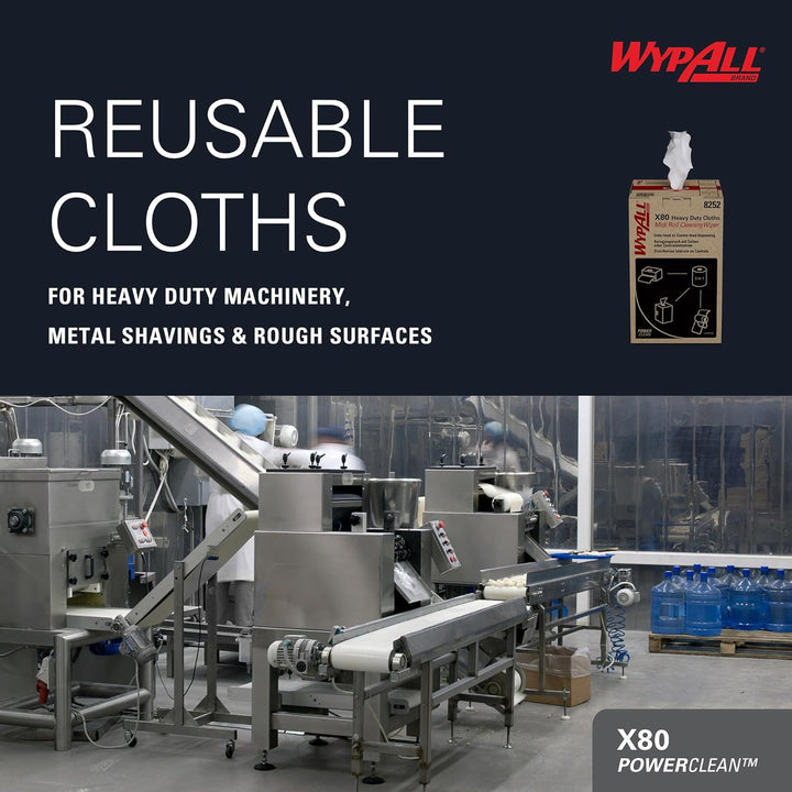 WypAll X80 Power Clean Reinigungstücher für schwere Reinigungsaufgaben 8252 – 2-in-1 Midi-Rollenrein