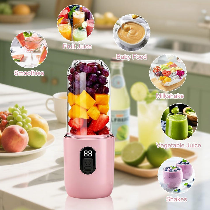500ML Tragbarer Mixer, Smoothie Maker mit Reise-Deckel, Standmixer, Blender Elektrisch Mini-Mixer fü