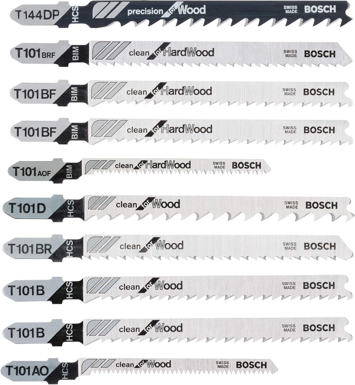 Bosch Professional 10tlg. Stichsägenblätter Set Clean (für Holz & Laminat, Zubehör für Stichsägen mi