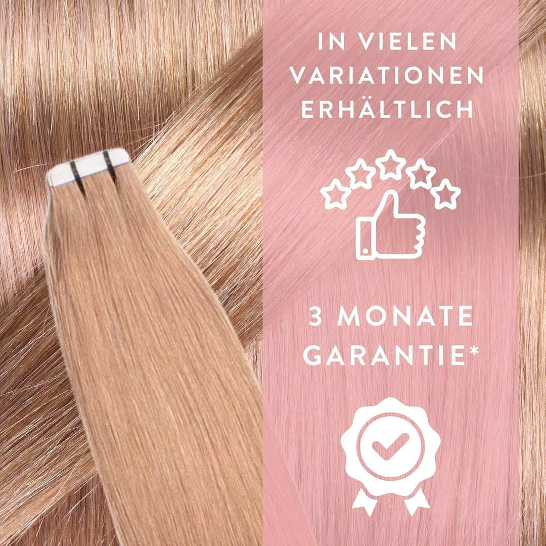 hair2heart Invisible Tape Extensions Echthaar Premium - 10 Tapes 40cm 8/01 hellblond natur-asch