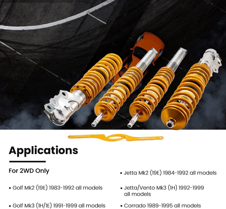 maXpeedingrods Gewindefahrwerk für Golf 2/3 Stossdämpfe Strebe Coilover Kit