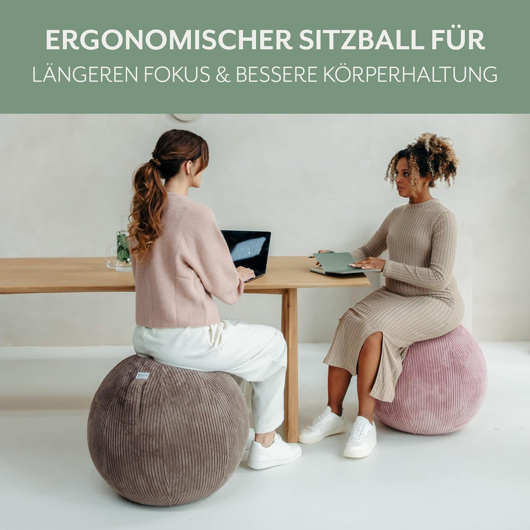VLUV® BOL VLIP Sitzball Büro Ergonomisch [Atmungsaktiv mit Tragegriff und Wegrollschutz] Waschbarer