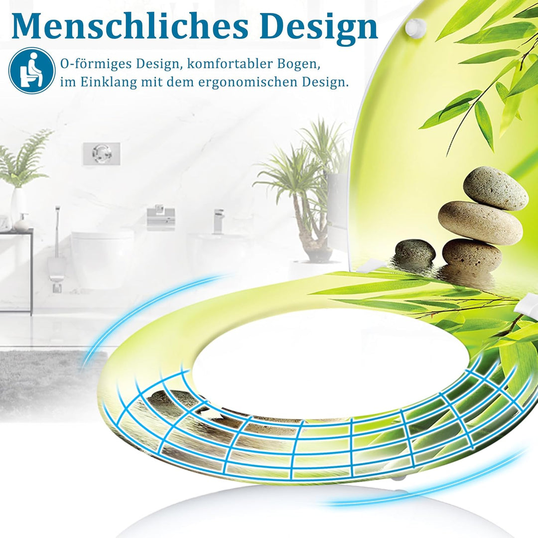 WC-Sitz Toilettendeckel mit Soft-Close, Duroplast &amp; Edelstahl, Antistatisch &amp; Antibakteriell, Abnehm