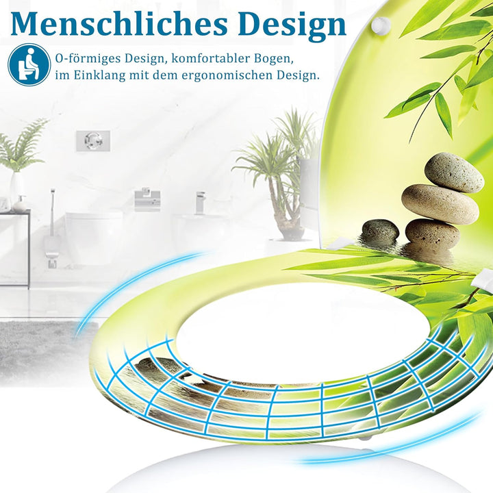 WC-Sitz Toilettendeckel mit Soft-Close, Duroplast &amp; Edelstahl, Antistatisch &amp; Antibakteriell, Abnehm