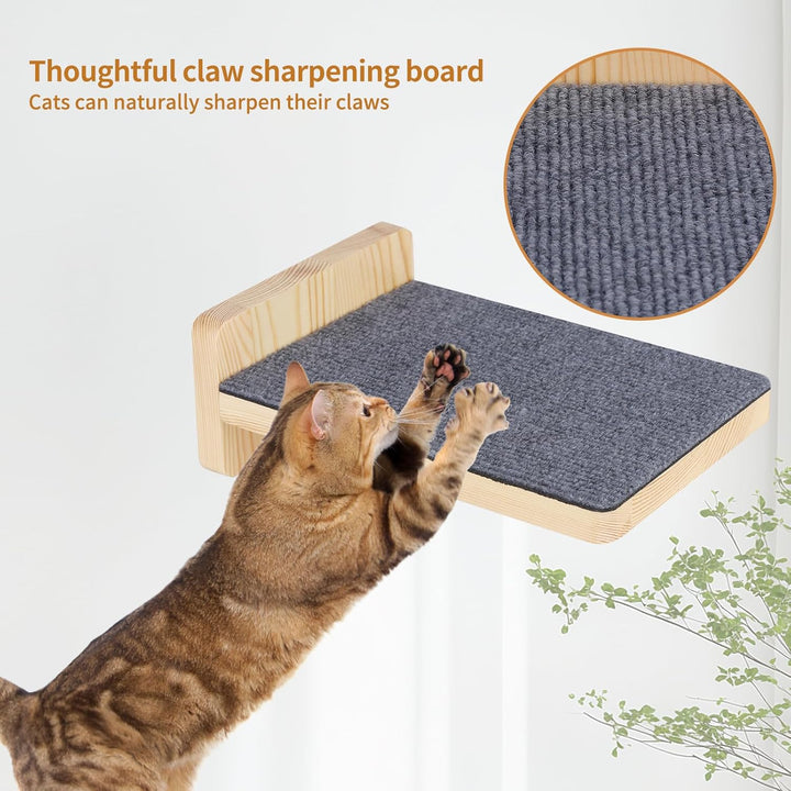 Kletterwand Katzen, Katzen Wandliege mit 2 Treppen, 40x30cm Liegefläche, Abnehmbarer Bezug, Holzrahm