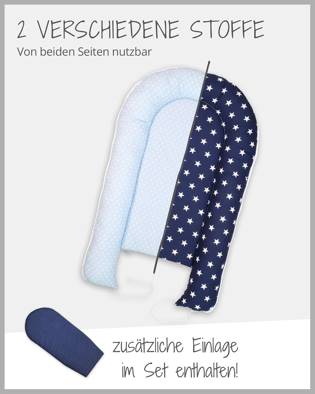 ULLENBOOM ® Babynest Set mit Einlage, Kuschelnest (55x95 cm) Blau Hellblau (Made in EU) - Baby Nestc