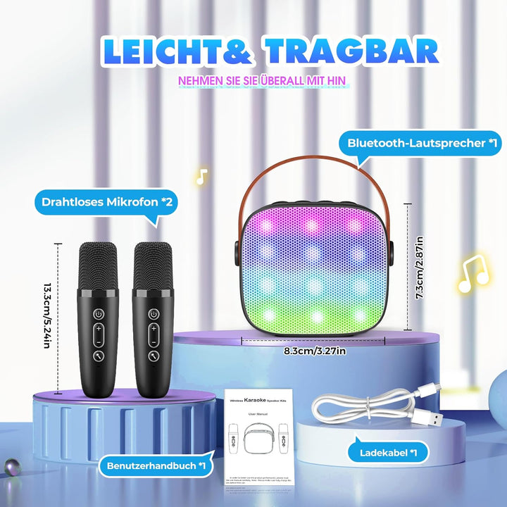 Dislocati Karaoke Maschine mit 2 Karaoke Mikrofon Bluetooth, Ostern Geschenke Kinder Spielzeug Junge