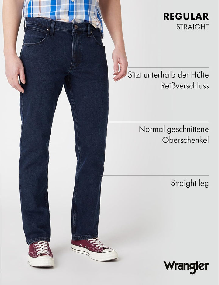 Wrangler Herren Jeans Regular - Mid Waist - Regular Fit - Blau Schwarz W30-W44 30W / 30L Blue Black,