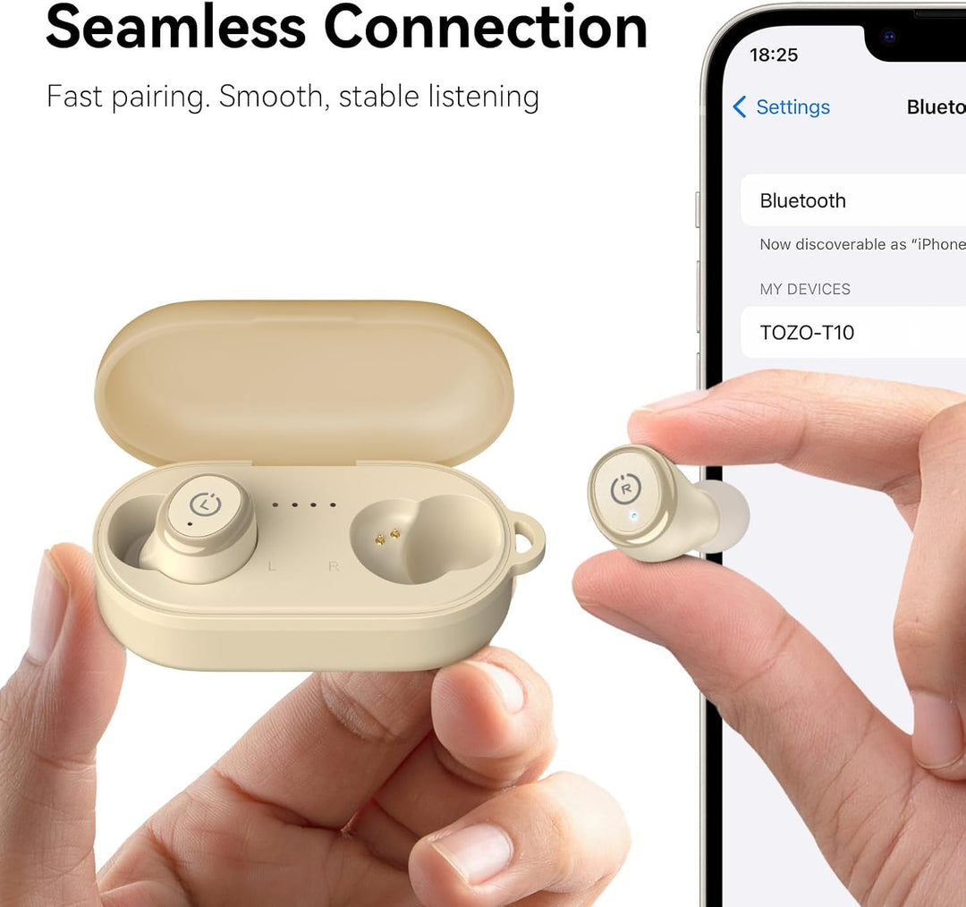 TOZO T10 Kopfhörer Kabellos Bluetooth In Ear mit Ladecase 55 Std. IPX8 | ENC für klare Anrufe und Kl