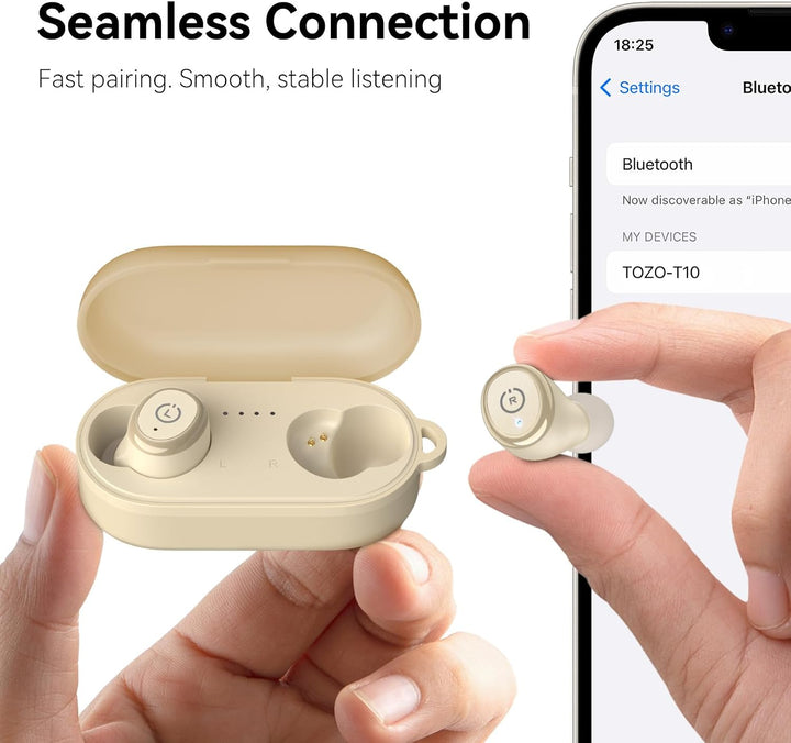 TOZO T10 Kopfhörer Kabellos Bluetooth In Ear mit Ladecase 55 Std. IPX8 | ENC für klare Anrufe und Kl