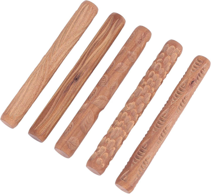 Bmocoen 5 Stücke Töpfer Werkzeuge Hand Rollen für Ton Ton Stempel Ton Roller