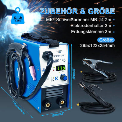 Fülldraht Schweissgerät ohne Gas - SET 33-teilig - Drahtschweissgerät mit 145 Amp & Elektrodenschwei