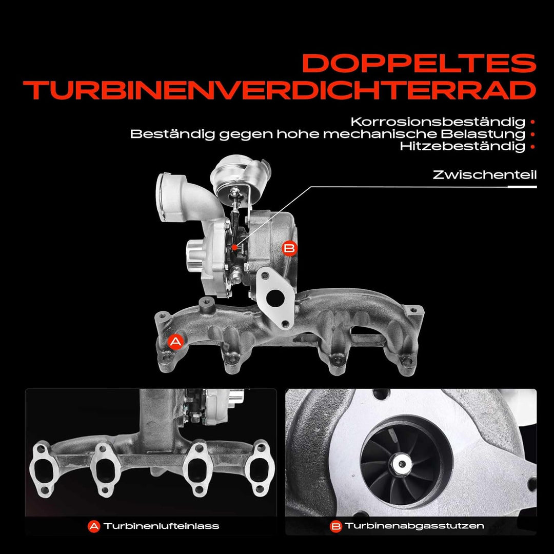Frankberg Turbolader Kompatibel mit Leon 1M1 2000-2006 Toledo II 1M2 2000-2004 B.o.r.a 1J2 1J6 2000-