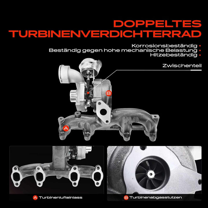 Frankberg Turbolader Kompatibel mit Leon 1M1 2000-2006 Toledo II 1M2 2000-2004 B.o.r.a 1J2 1J6 2000-