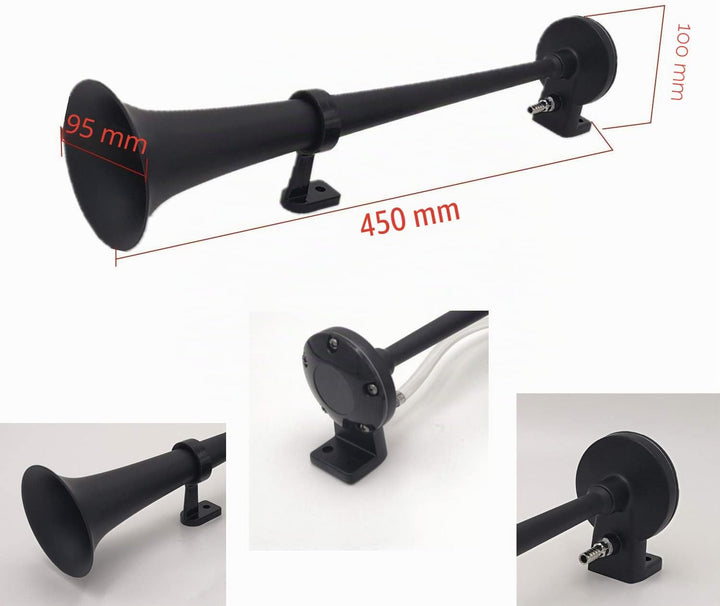 YIYIDA Autohupe car horn 150dB sprecher 450mm lautsprecher horn chrom-zink lufthupe schwarz einzeltr