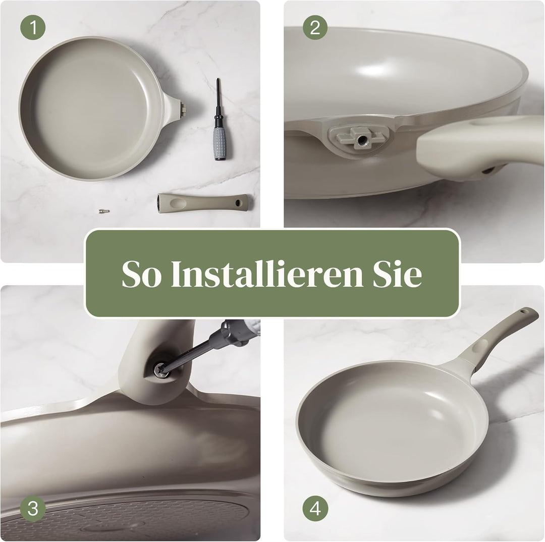 Redchef Keramik Schmorpfanne 28cm mit Deckel Hoher Rand, Antihaft Bratpfanne Induktion, Sauté Pfanne