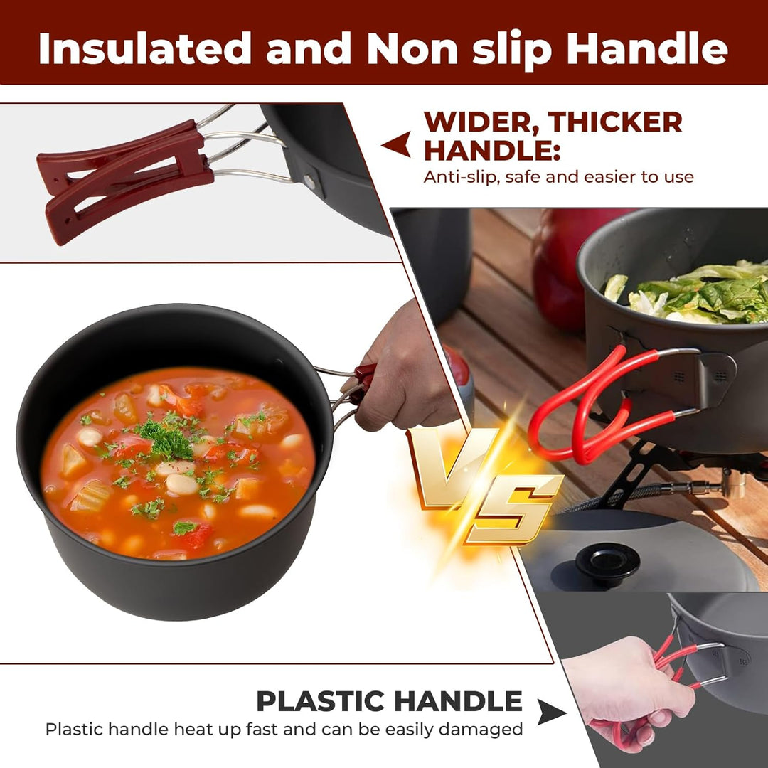 Bulin Camping Kochgeschirr Set,Outdoor Camping Kochset Aluminium,Camping Töpfe und Pfannen für 1-2-4