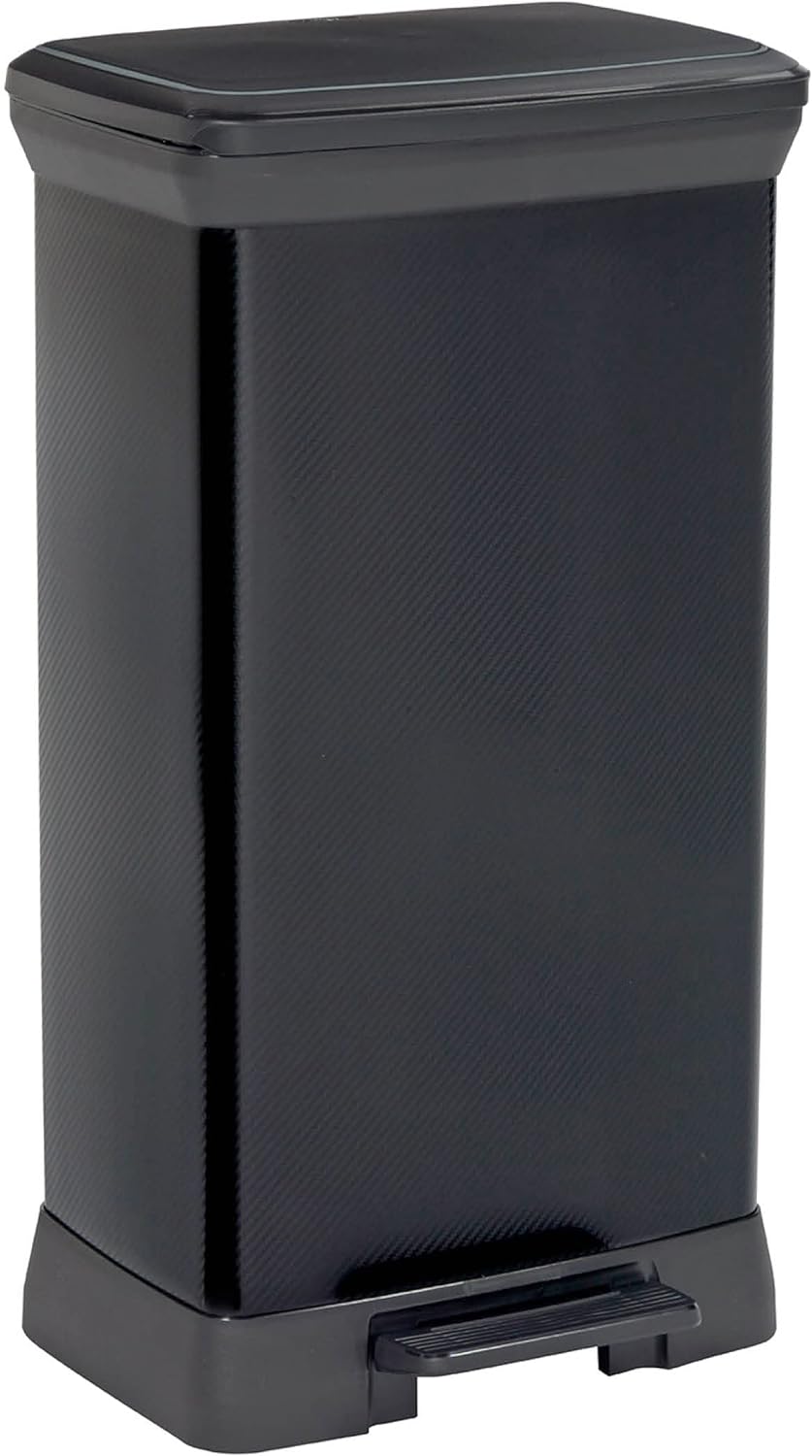 CURVER Deco Bin METALLIC'S 50 L, schwarz/schwarz metallic, 39 x 29 x 72, Modern