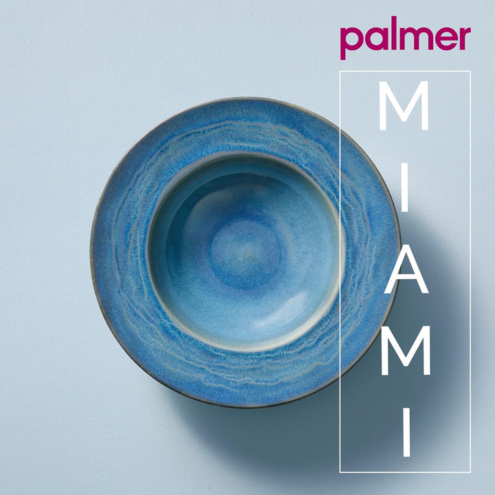 palmer Miami tiefe Teller - 2er-Set - Steinzeug - Ø 27 cm - grün blauer Ton - für Pasta, Suppe oder