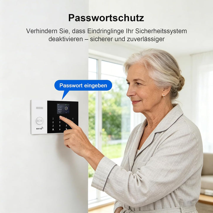 GSM Smart-Home-Sicherheitsalarm-Kit, drahtloses WiFi-Heimalarmsystem mit Sirene, PIR-Bewegungssensor