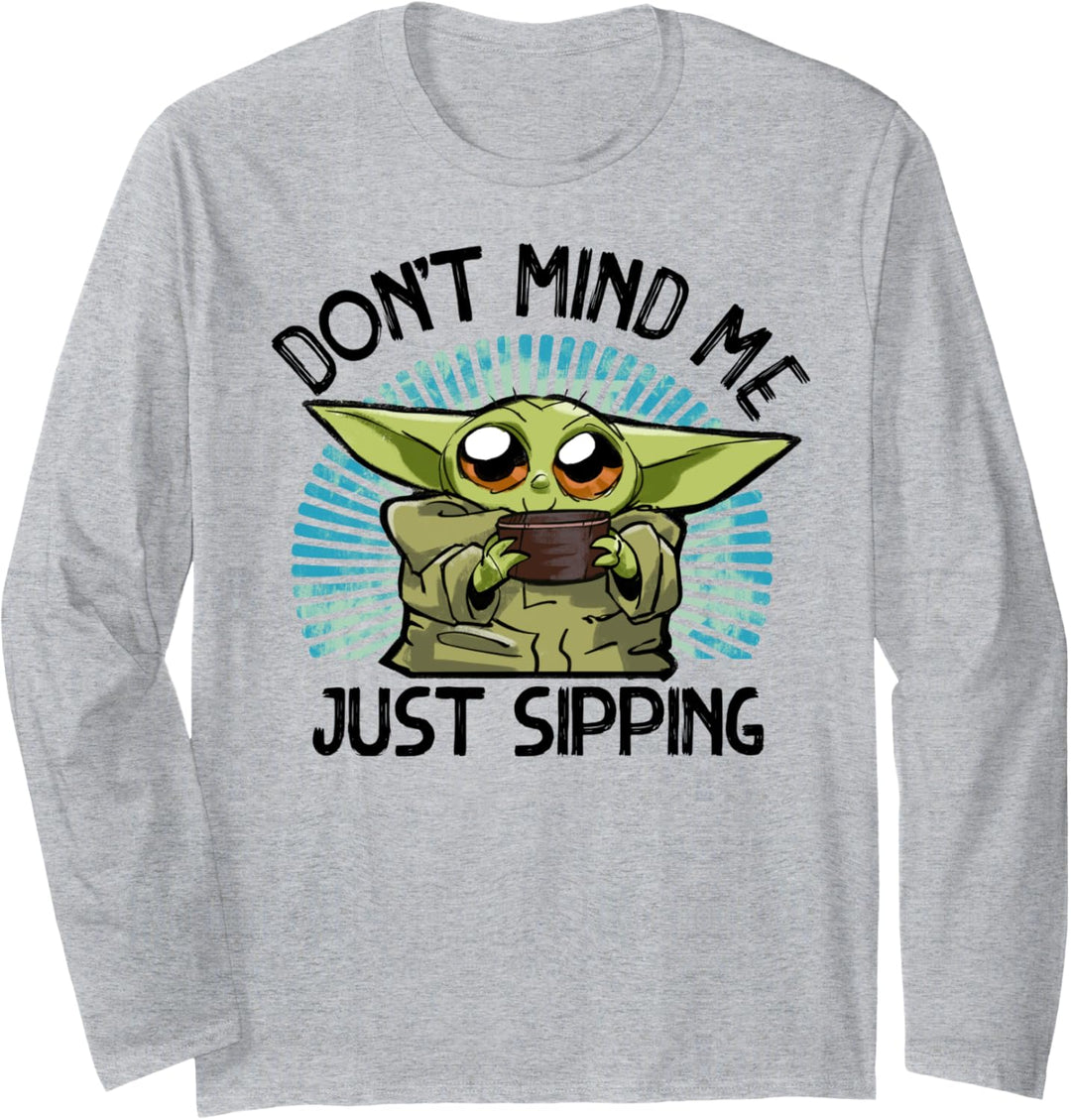 Star Wars The Mandalorian The Child Just Sipping Portrait Langarmshirt