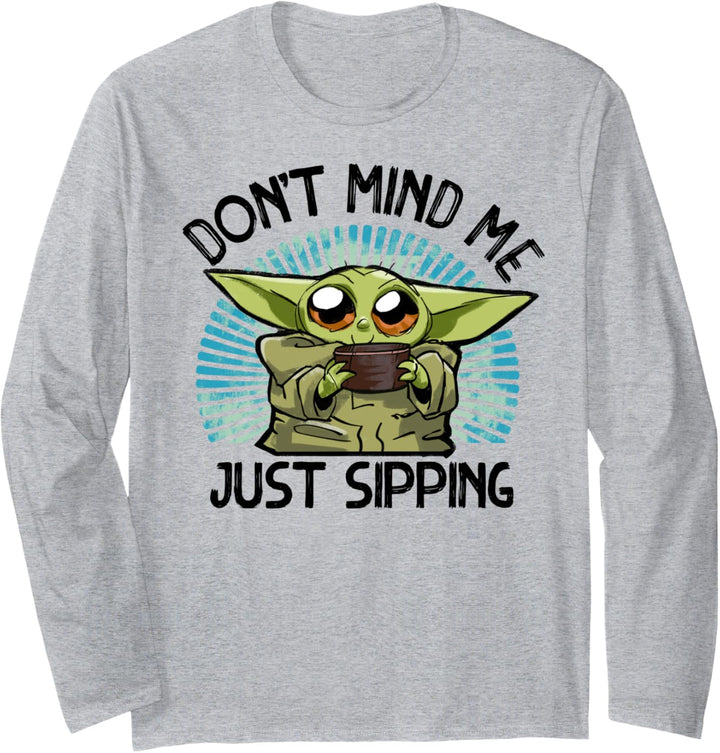 Star Wars The Mandalorian The Child Just Sipping Portrait Langarmshirt
