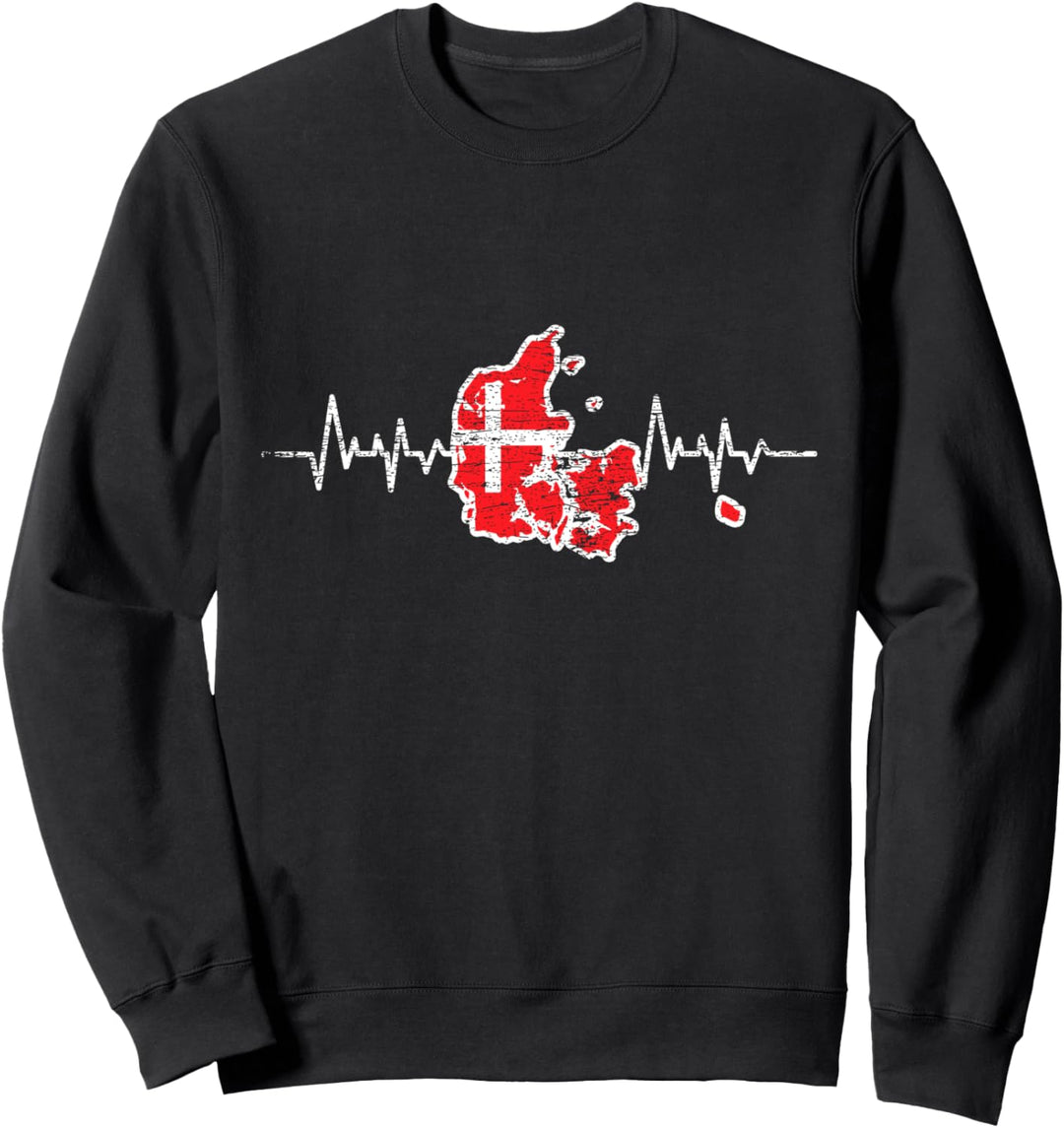 Dänische Flagge Geschenk Herzschlag Dänemark Sweatshirt