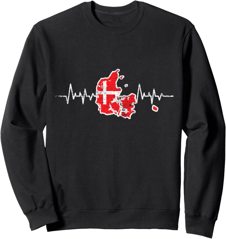 Dänische Flagge Geschenk Herzschlag Dänemark Sweatshirt