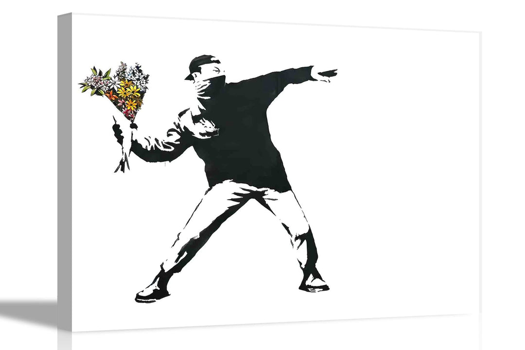 Banksy Leinwanddruck, Motiv: Blumenwerfer, 86 x 61 cm, A1