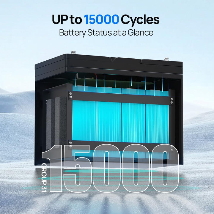 DCHOUSE 12V 100Ah LiFePO4 Bluetooth Lithium Batterie mit SOC-Leuchte und BMS-Anzeige, Niedertemperat