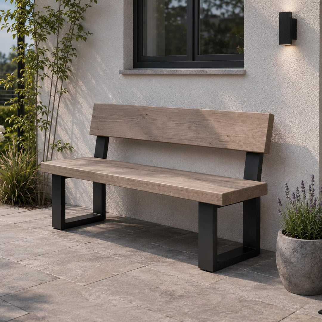 DanDiBo 2X Bankbeine Metall Schwarz mit Lehne Set Massiv DIY Bank Füsse 96478 Sitzgestell für Garten