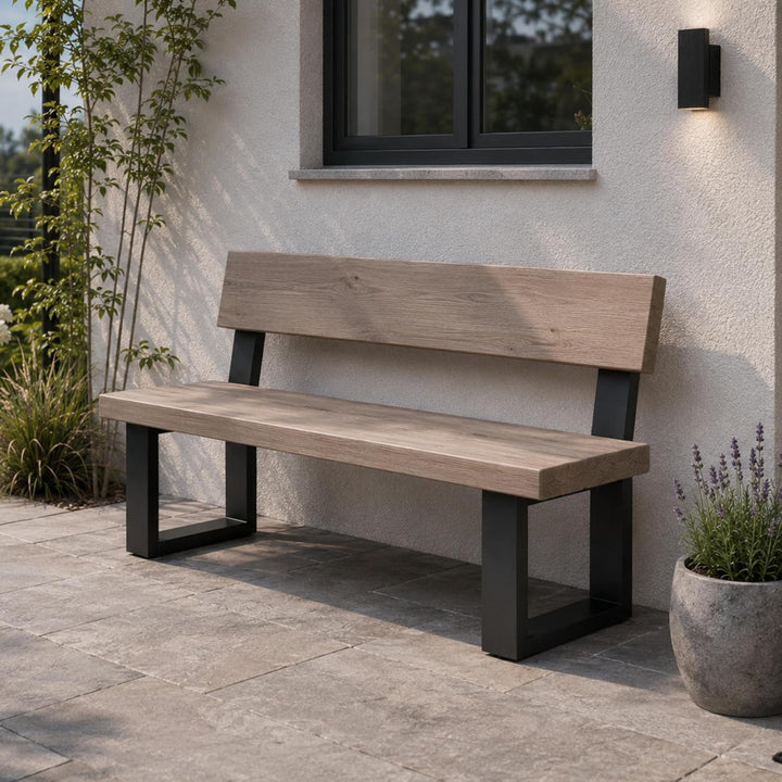 DanDiBo 2X Bankbeine Metall Schwarz mit Lehne Set Massiv DIY Bank Füsse 96478 Sitzgestell für Garten