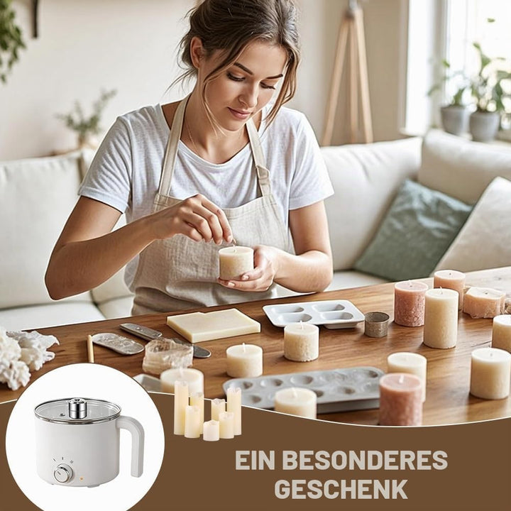 Wxeadu 600W Elektrischer Wachsschmelzer, 1.7L Wachsschmelztopf aus Edelstahl 304, Schmelztopf Kerzen