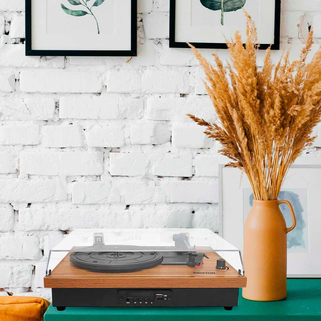 PRIXTON - Studio Vintage-Vinyl-Plattenspieler - Vinyl-Player & Konverter über Bluetooth, USB, SD, Ra