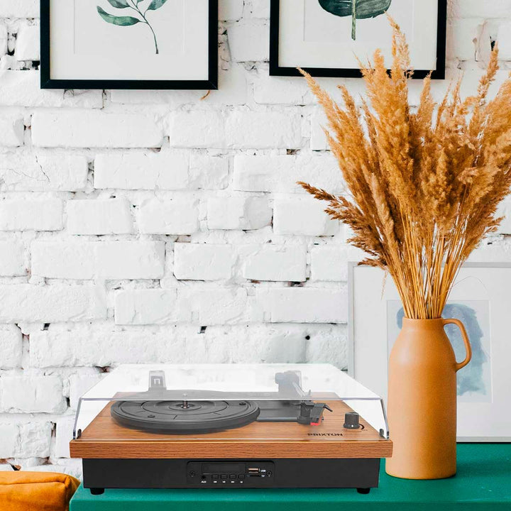 PRIXTON - Studio Vintage-Vinyl-Plattenspieler - Vinyl-Player & Konverter über Bluetooth, USB, SD, Ra