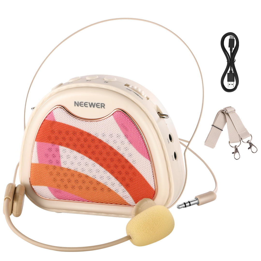 NEEWER Sprachverstärker mit Wired Headset Mikrofon, Lautsprecher, Schultergurt, AUX Ausgang, USB C w