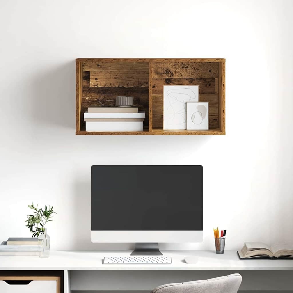 vidaXL TV-Schränk mit Regal Wandmontiert mit Speicher Altholz 37 x 37 x 72 cm Holzwerkstoff 72 cm Al