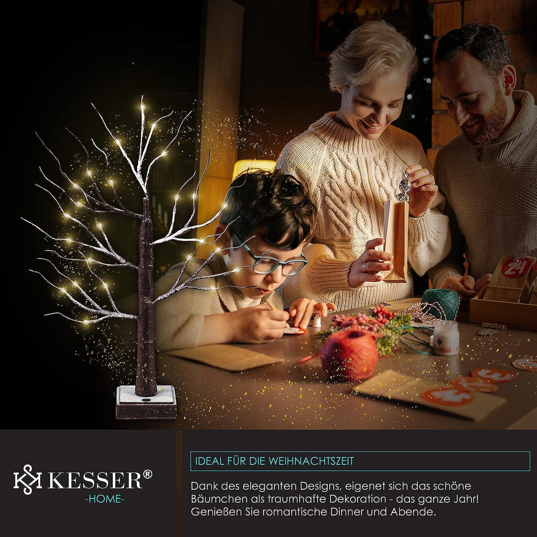 KESSER® Lichterbaum Birkenbaum 60cm LED Mit Fernbedienung Timer 8 Modi Lichterzweige für Innen Warmw