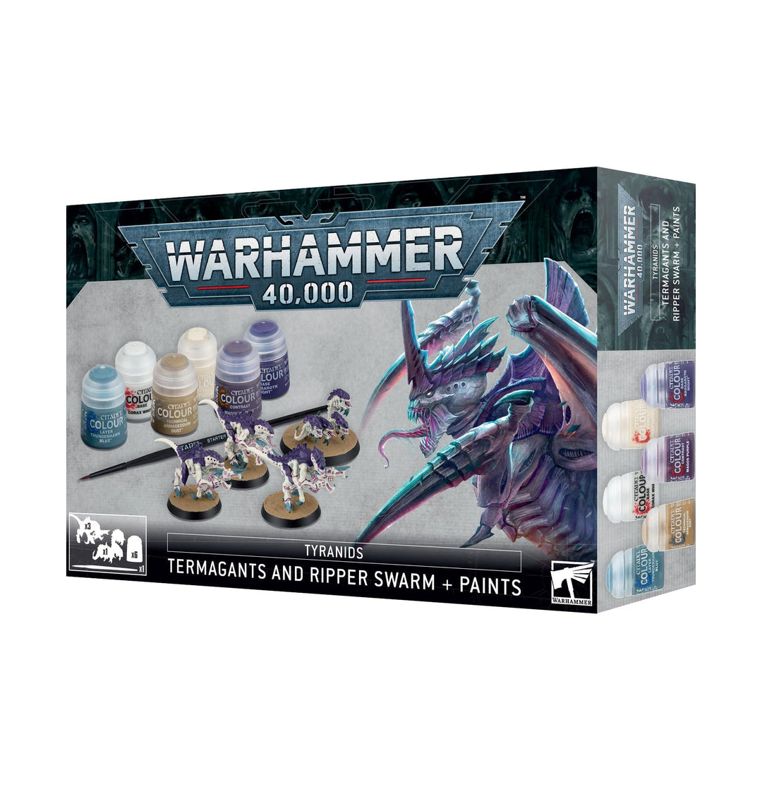 Games Workshop - Warhammer 40.000 - Tyranid: Termangants und Ripper Swarm + Farben Set